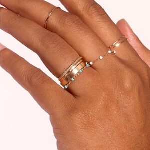 Catbird Stacking Ring Candy Chain Pool Blue 14k Gold with Enamel Beads size 4/5